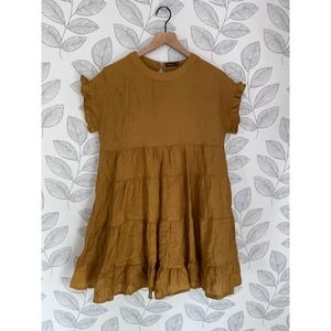 Miholl Yellow Tiered Flow Dress, Size M